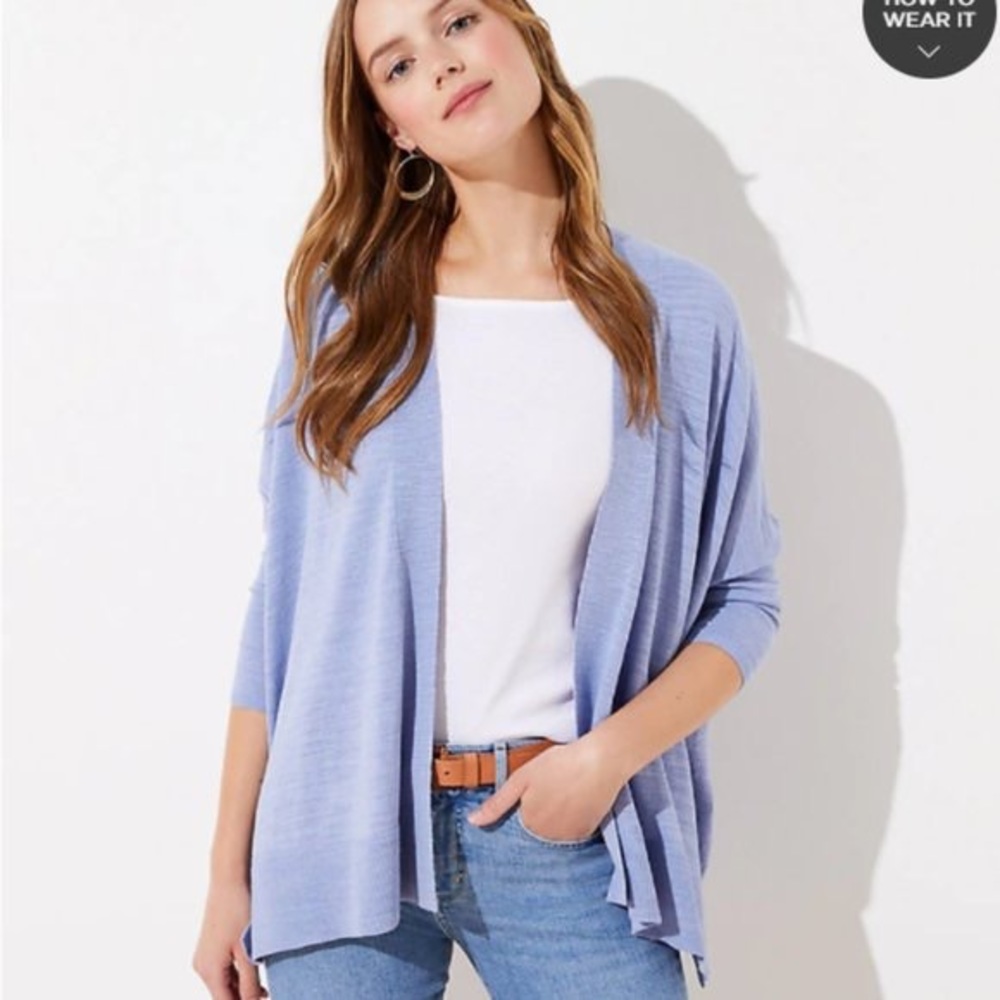 LOFT - Textured Open Poncho Sweater